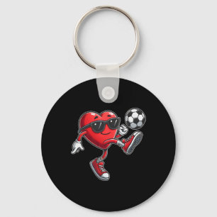 Porte-clés Coeur Mignon Jouant au Football à la Saint-Valenti