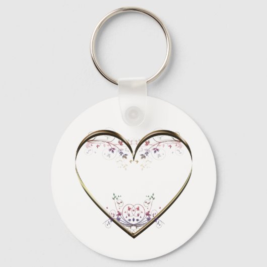 Porte-clés Coeur n Fleurs personnalisées (Recto)