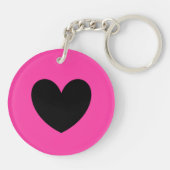 Porte-clés Coeur noir sur rose fuchsia (Dos)