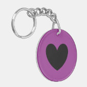 Porte-clés Coeur noir sur violet (Devant gauche)