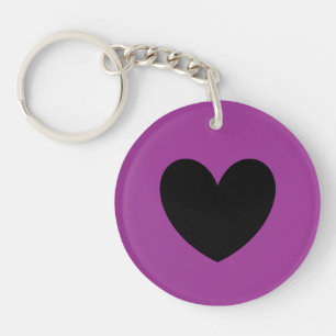 Porte-clés Coeur noir sur violet