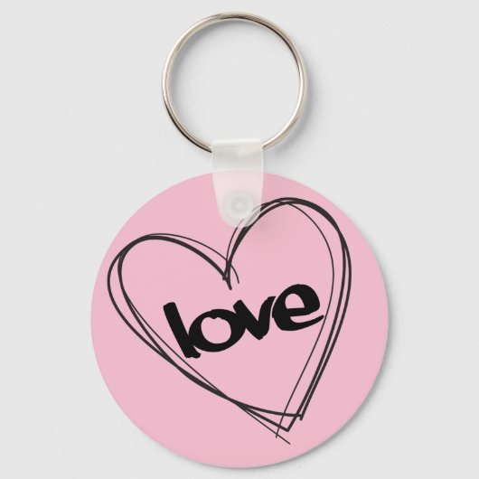Porte-clés Coeur rose/Amour (rose) (Recto)
