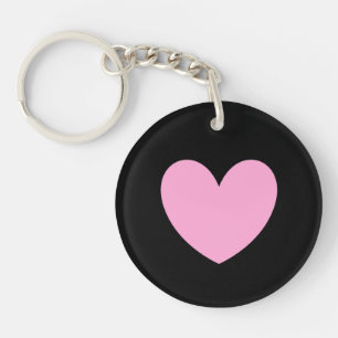 Porte-clés Cœur rose barbe à papa sur fond noir