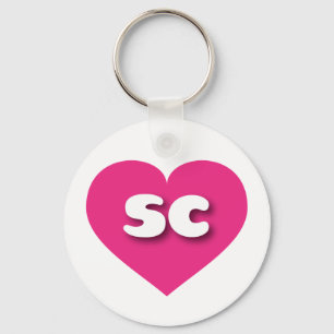 Porte-clés Coeur rose chaud de Caroline du Sud - J'aime sc