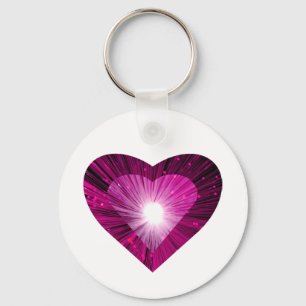 Porte-clés Coeur rose "coeur" porte - clé rond blanc