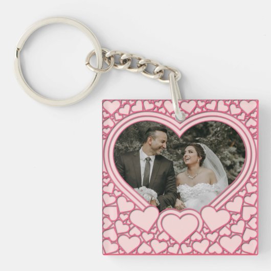Porte-clés Cœur Rose Élégant (Devant)