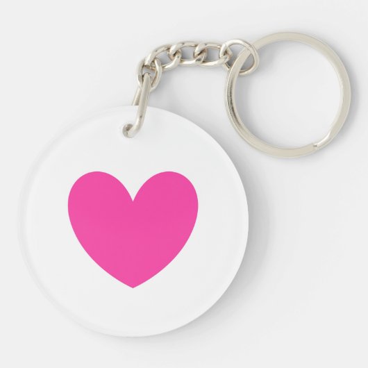 Porte-clés Coeur rose Fuchsia blanc (Dos)