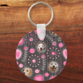 Porte-clés Coeur rose mignon et Flower Chien Maman Photo Coll (Recto)