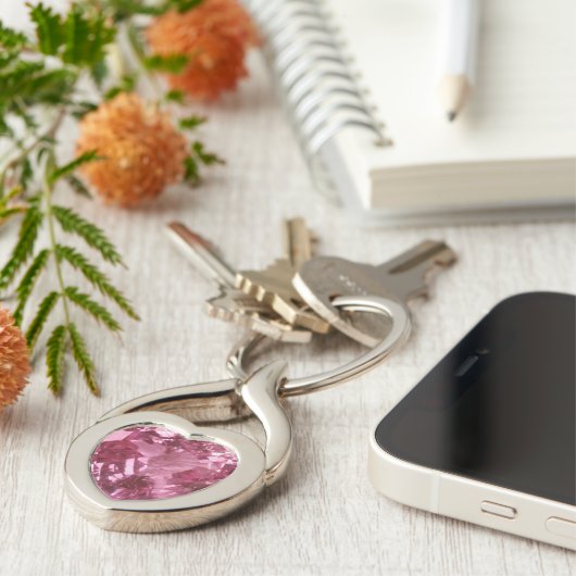 Porte-clés Coeur rose Topaz (Côté )