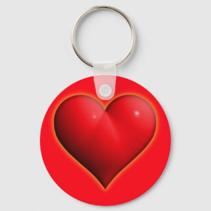 Porte-clés Cœur Rouge Brillant 3D