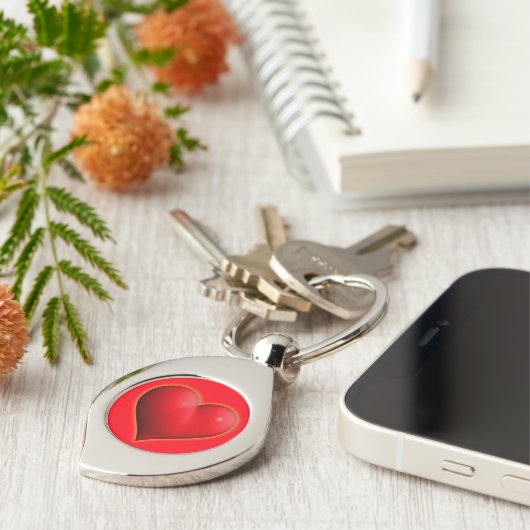 Porte-clés Cœur Rouge Brillant 3D (Côté )