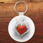 Porte-clés Coeur rouge dans les mains, je t'aime forme (Recto)