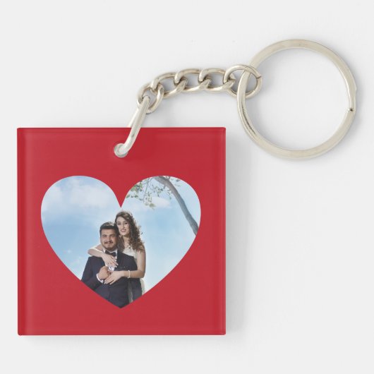 Porte-clés Coeur rouge fait sur commande de collage moderne (Dos)