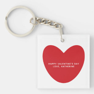 Porte-clés Coeur rouge mignon texte photo personnalisé Saint 
