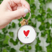 Porte-clés Cœur rouge monogrammé de la Saint-Valentin (Main)