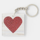Porte-clés Coeur rustique de Valentine de point de polka (Dos)