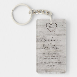 Porte-clés Cœur sculpté pour la mère de la mariée Citation