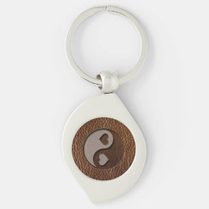Porte-clés Coeur simili cuir de Yin Yang