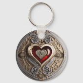 Porte-clés Coeur Steampunk - Amour mécanique complexe (Recto)