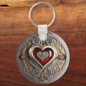 Porte-clés Coeur Steampunk - Amour mécanique complexe (Recto)