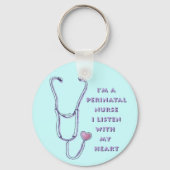 Porte-clés Coeur stéthoscope Infirmière périnatale (Recto)