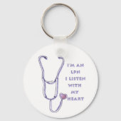 Porte-clés Coeur stéthoscope LPN Infirmière (Recto)