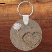 Porte-clés coeur sur la plage coquillages roses (Recto)