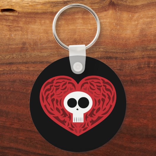 Porte-clés Coeur tatouage crâne (Recto)