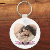 Porte-clés Coeur toi, meilleur maman jamais ruban (Recto)