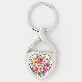 Porte-clés coeur torsadé maman