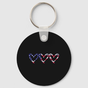 Porte-clés Coeur US Drapeau Américain Drôle 4 juillet Indépen