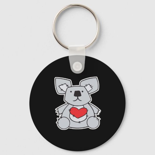 Porte-clés coeur valentin koala ours (Recto)