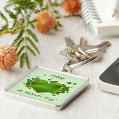Porte-clés Coeur vert doré avec Shamrock (Côté)
