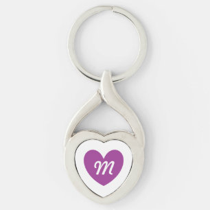 Porte-clés Cœur violet Monogram sur fond blanc