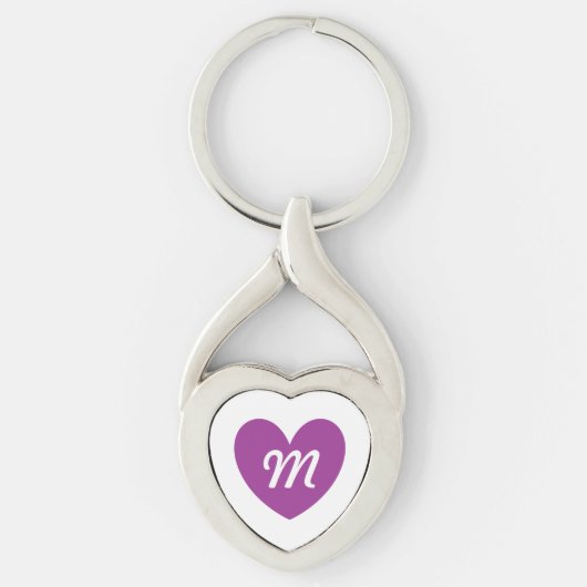 Porte-clés Cœur violet Monogram sur fond blanc (Devant)