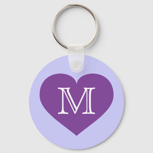 Porte-clés Coeur violet monogramme (Recto)