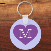 Porte-clés Coeur violet monogramme (Recto)