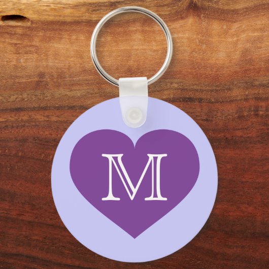 Porte-clés Coeur violet monogramme (Recto)