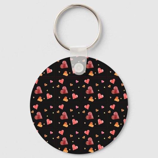 Porte-clés coeurs à l'aquarelle colorés (Recto)