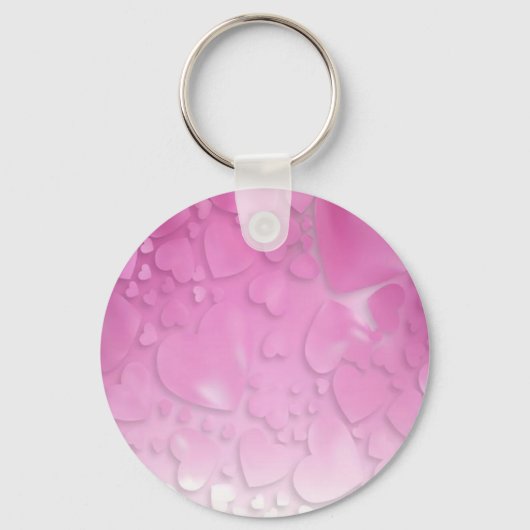 Porte-clés Coeurs abstraits rose et blanc (Recto)