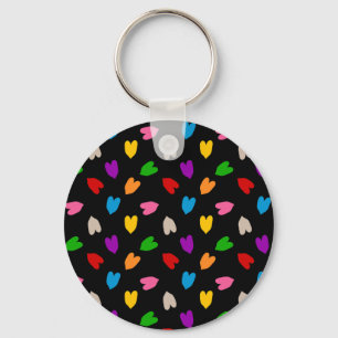 Porte-clés Cœurs Amour Colorés Motif Design Noir