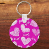 Porte-clés Coeurs blancs avec script d'amour rouge mignon (Recto)