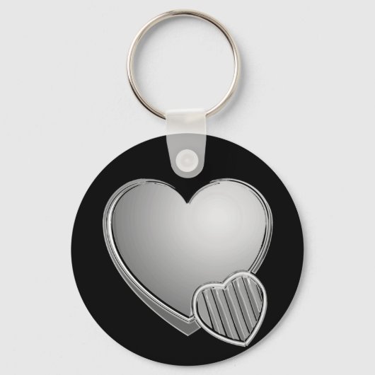 Porte-clés Coeurs Chrome (Recto)