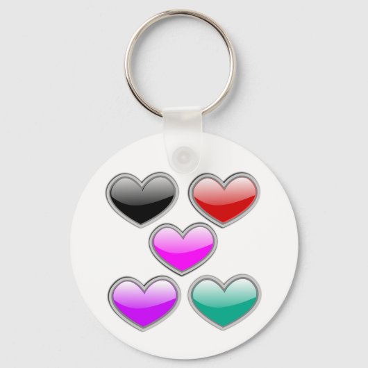 Porte-clés coeurs colorés brillants (Recto)