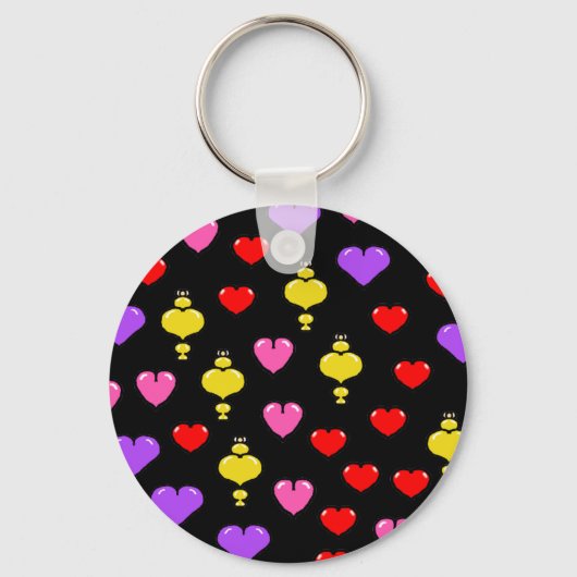 Porte-clés Coeurs colorés Motif 1 (Recto)