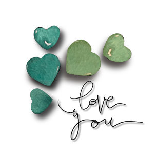Porte-clés Coeurs d'aquarelle vert romantique Love & Valent