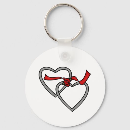 Porte-clés Coeurs d'argent Porte - clé de ruban rouge (Recto)