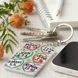 Porte-clés Cœurs de bonbons de versets bibliques   Saint-Vale