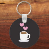 Porte-clés Coeurs de café sur noir (Recto)