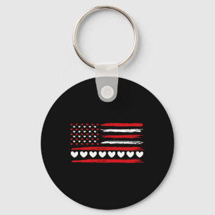 Porte-clés Cœurs de drapeau américain Amour Patriotique Joyeu